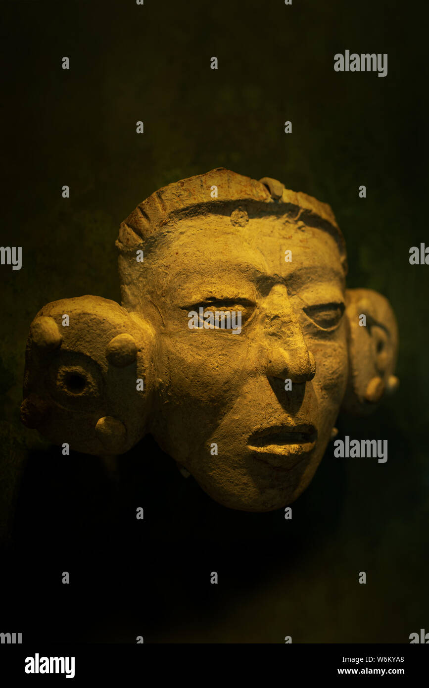 Head with cranial deformation (that was practiced among Mayas) from Palenque, Chiapas. The National Museum of Anthropology, Mexico City, CDMX, Mexico Stock Photo