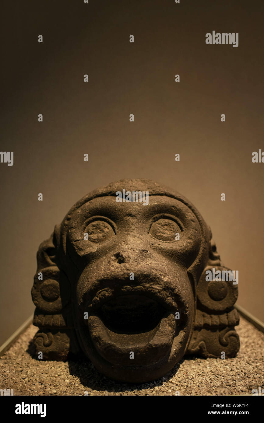 Monkey gargoyle made of basalt originating from Texcotzingo, Texcoco