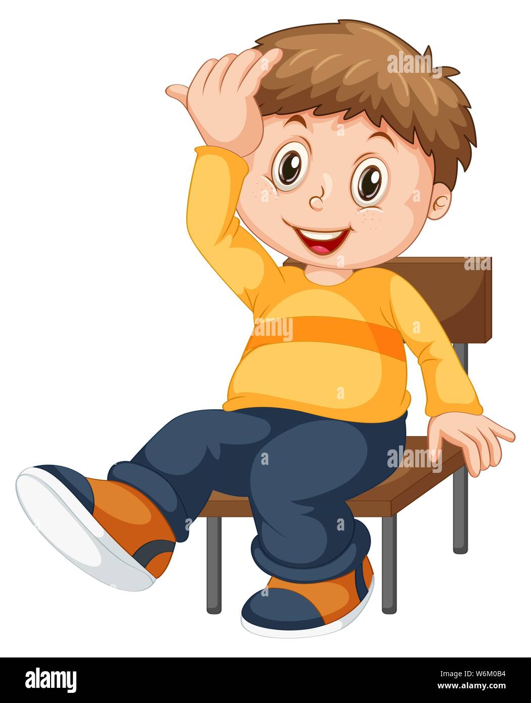 Adorable boy on isolated white background illustration Stock Vector