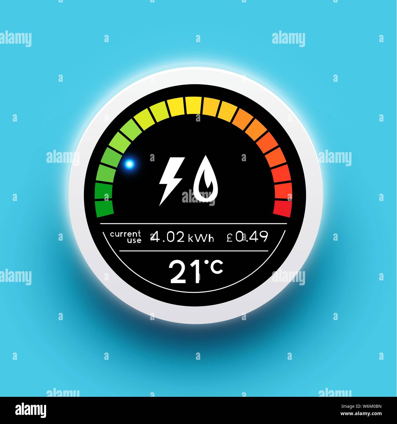A small energy smart meter for controlling energy use in the home. Vector illustration. Stock Vector