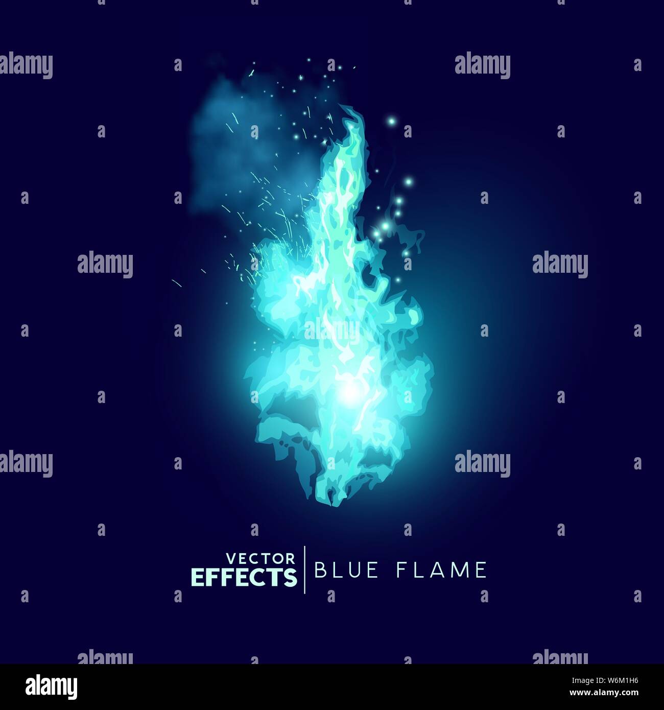 A mystical magic blue fire flame. Vector illustration. Stock Vector