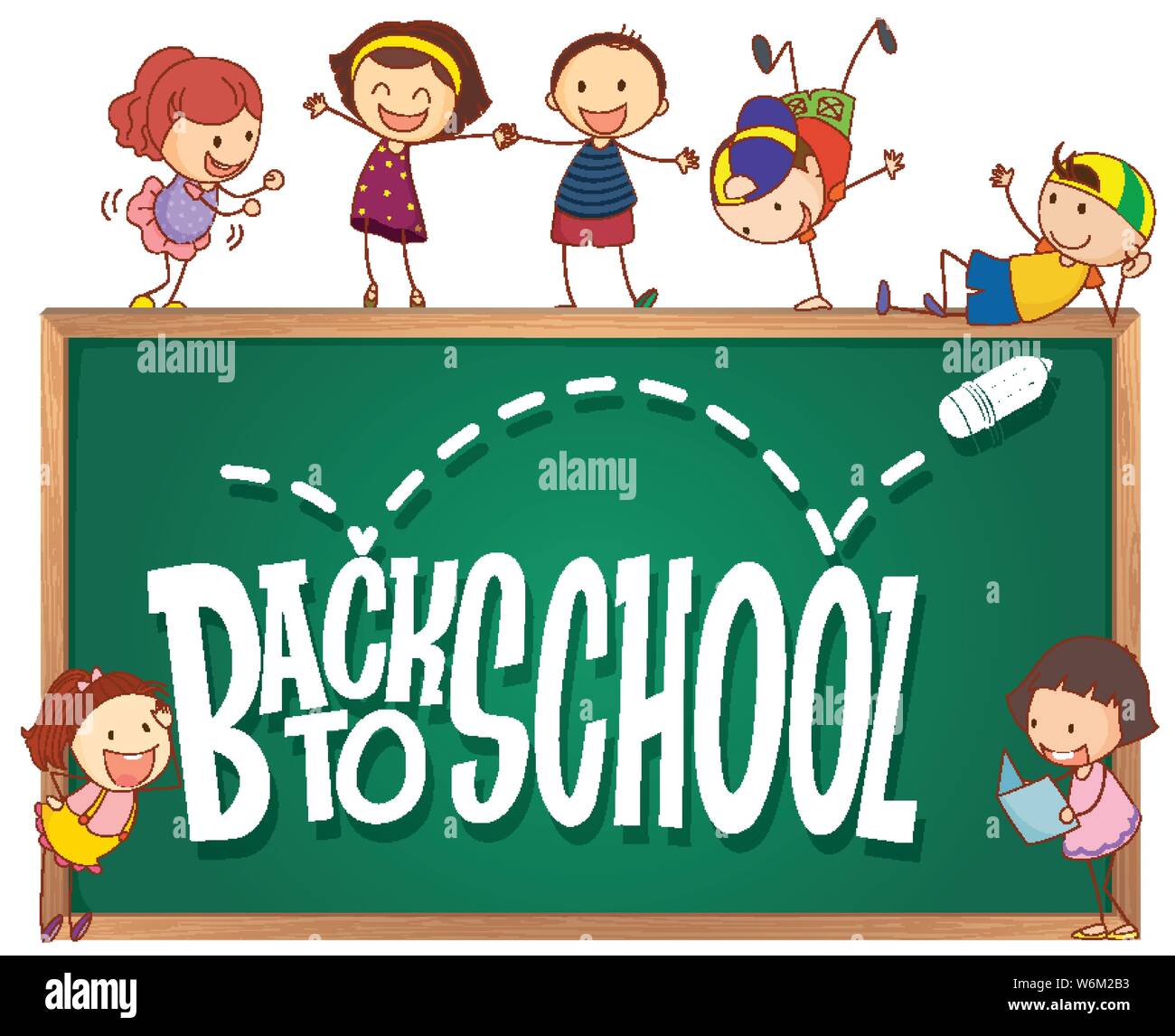 Back to school template with doodle children illustration Stock Vector ...
