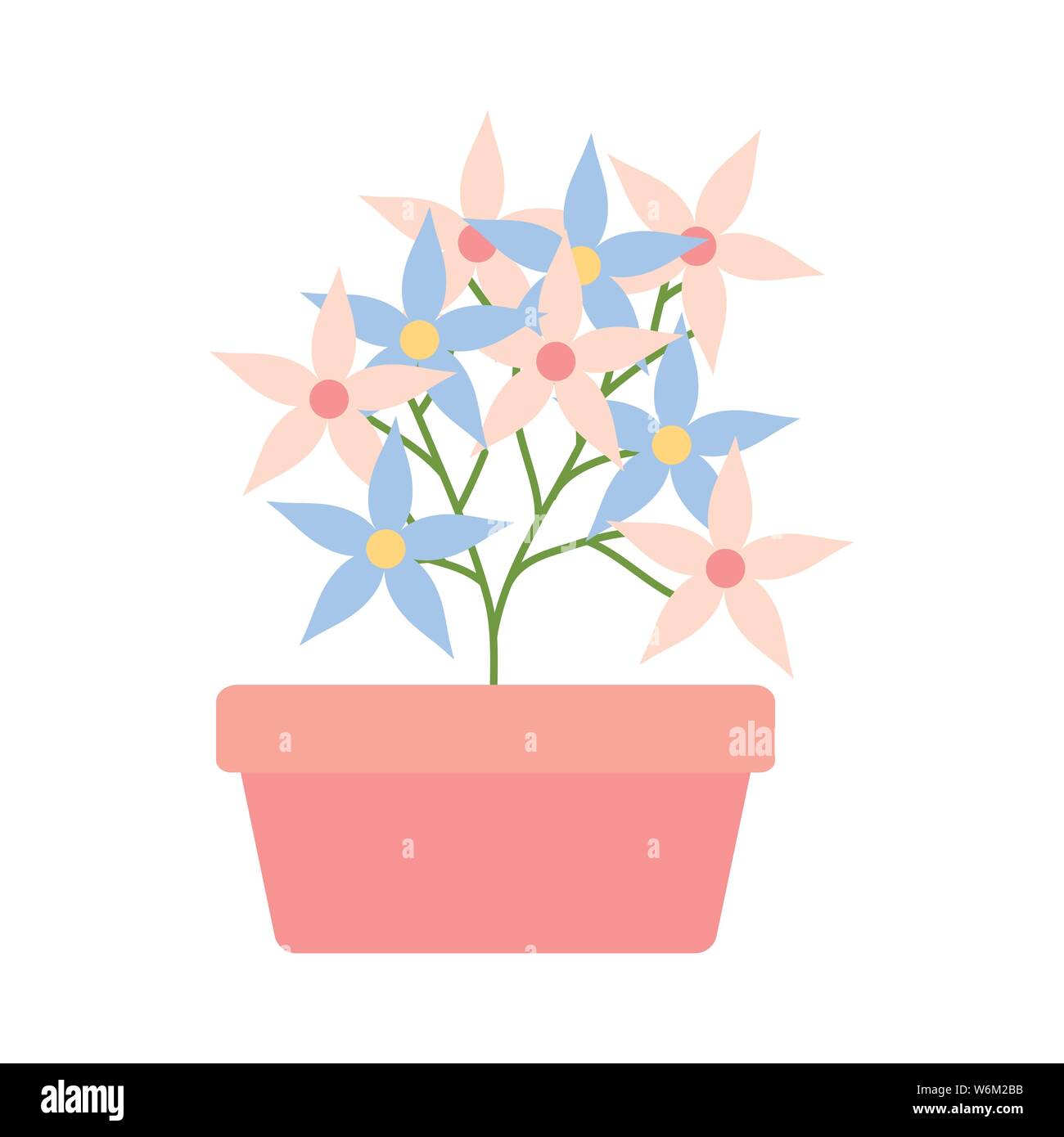 flowers garden in square ceramic pot decoration vector illustration ...