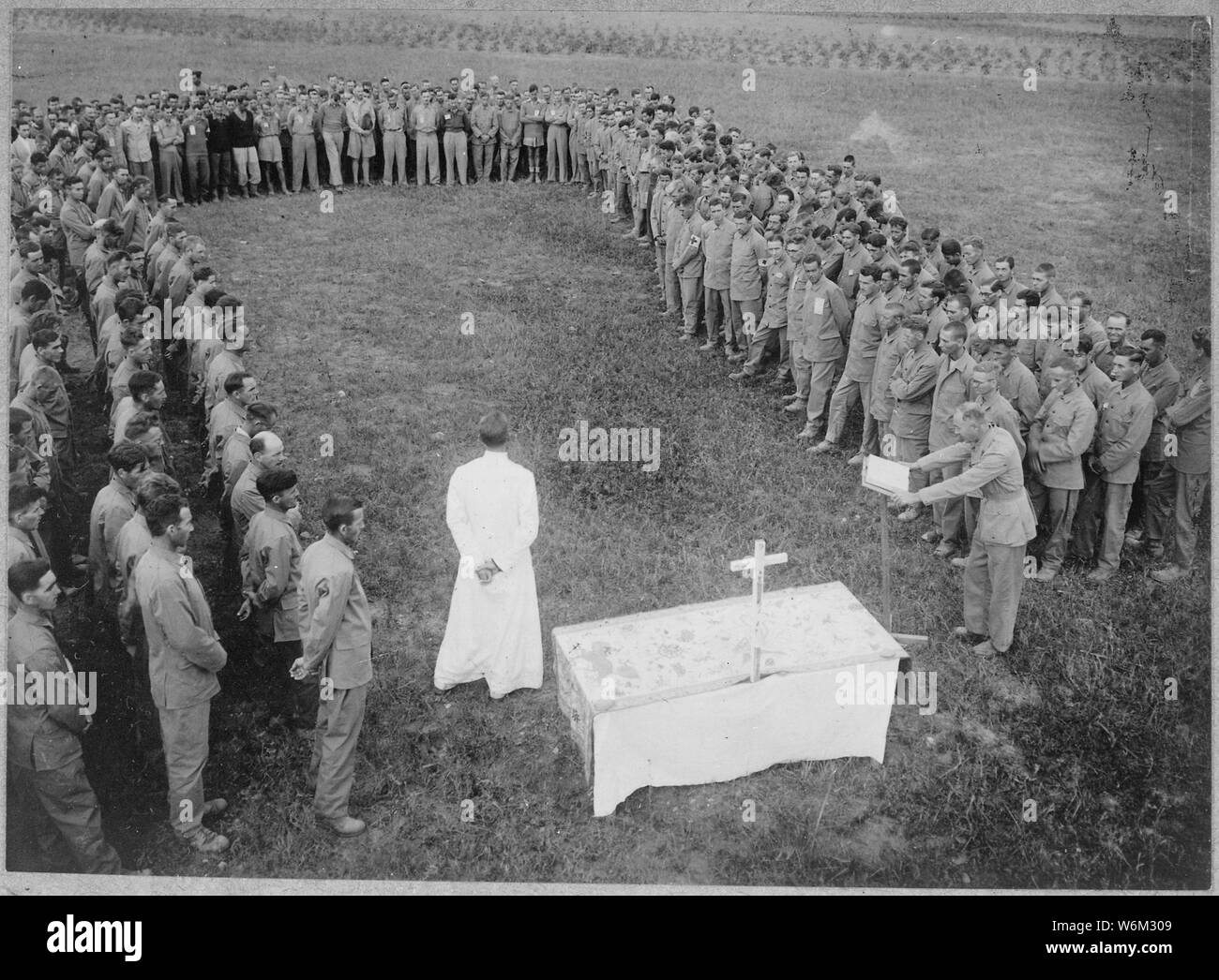 Service for deceased souls, 3rd Branch Camp. American prisoners of war at Airyokei, Takao Province, Formosa, ca. 1943-1944.; General notes:  Use War and Conflict Number 1302 when ordering a reproduction or requesting information about this image. Stock Photo
