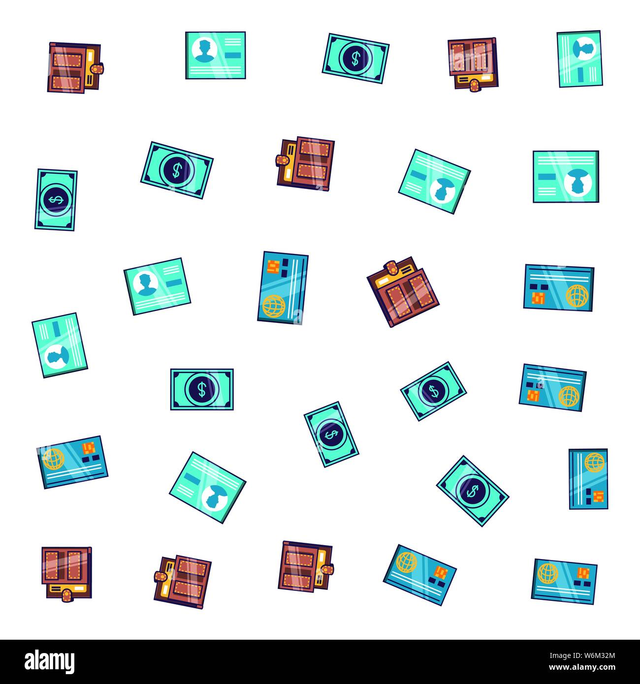 pattern of wallet with bills and documents vector illustration design ...