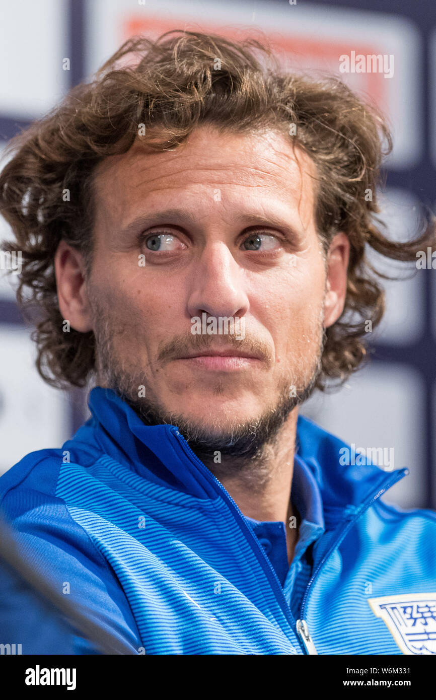 Uruguayan football player Diego Forlan attends the signing ceremony to join the Kitchee SC of the Hong Kong Premier League in Hong Kong, China, 12 Jan Stock Photo
