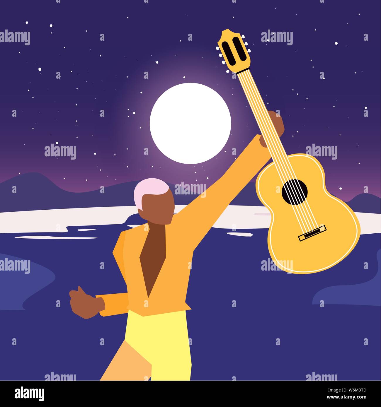 musician man classic guitar playing vector illustration Stock Vector ...