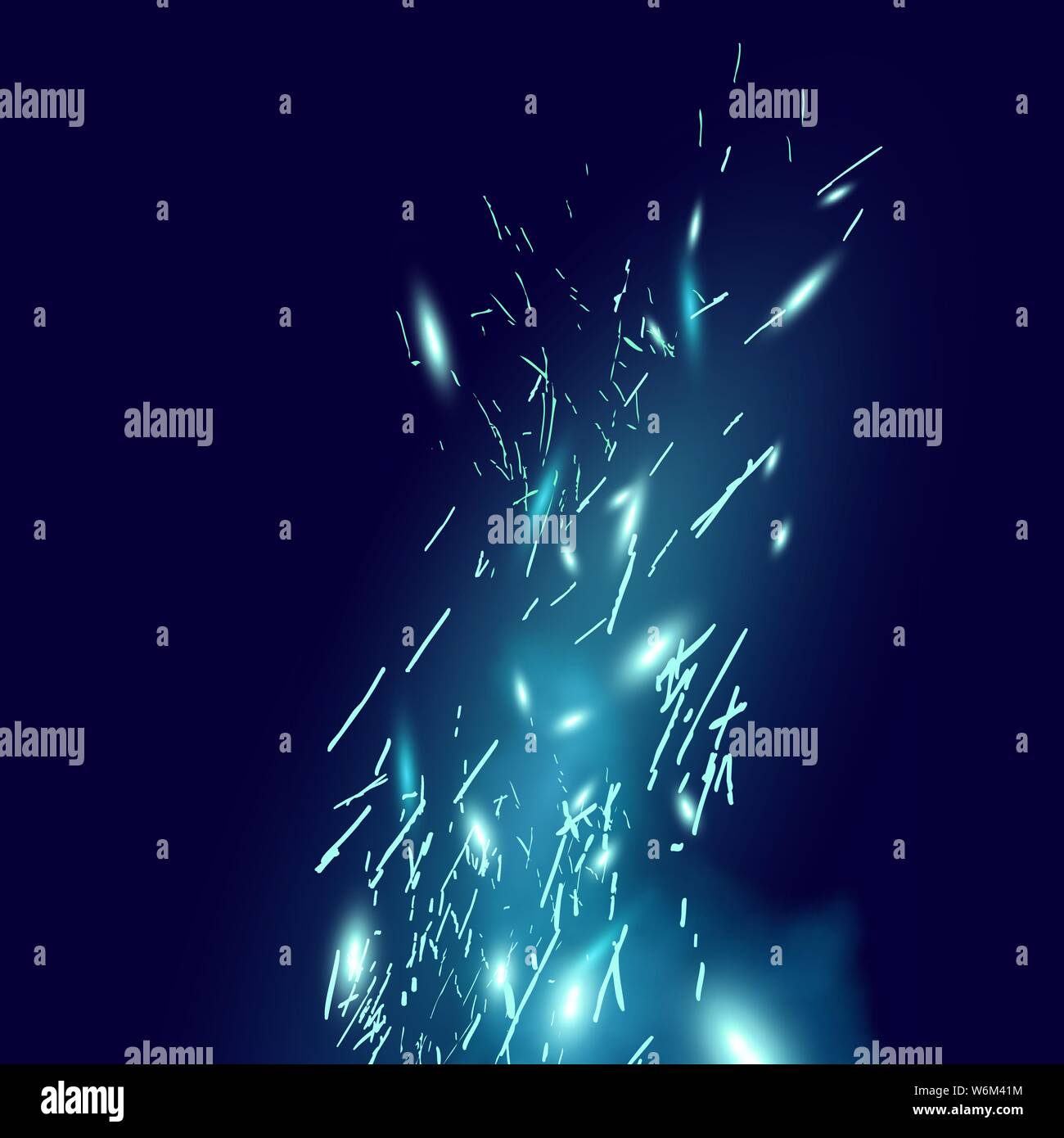 Magical blue fire sparks blowing through the wind. Vector illustration. Stock Vector