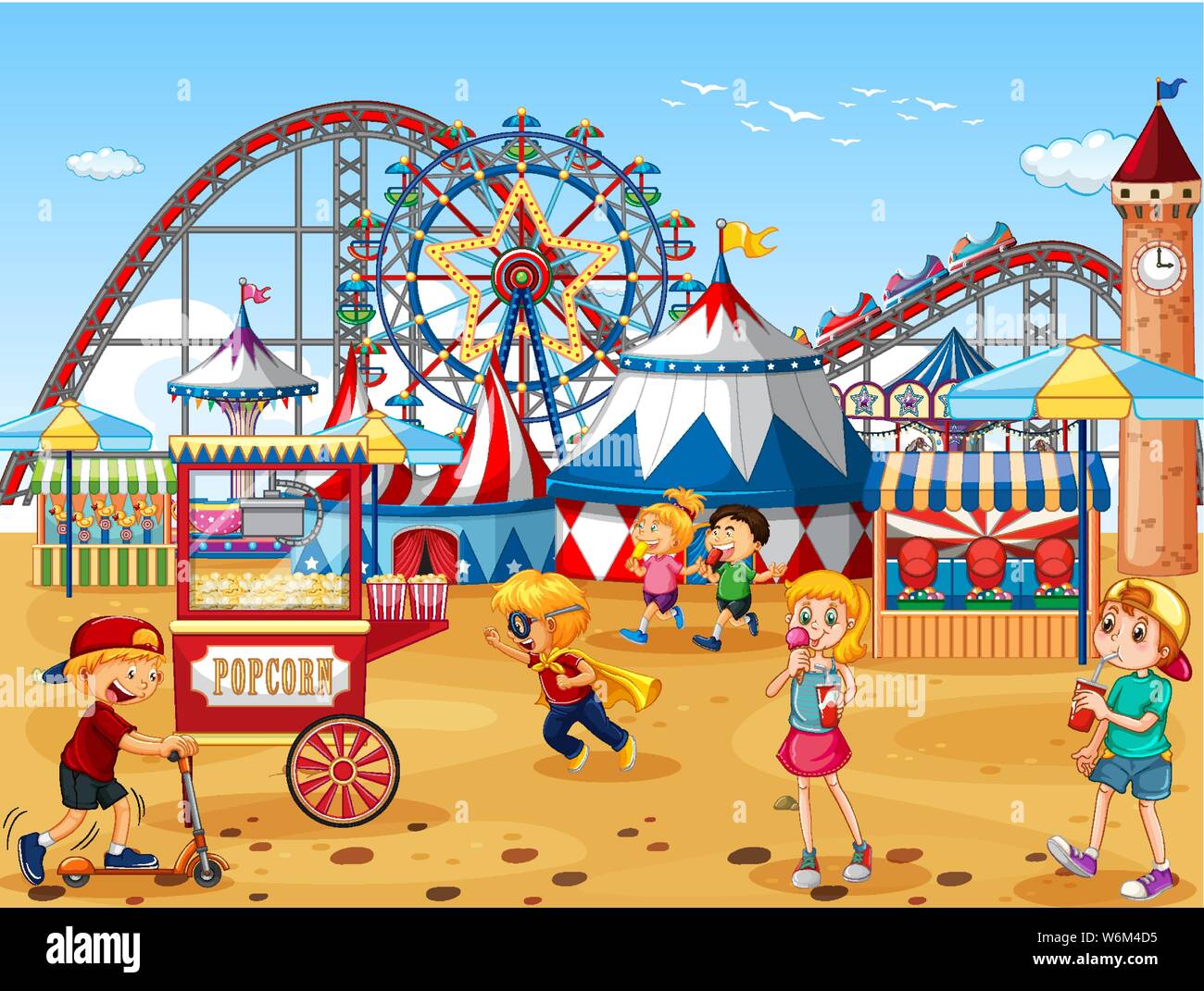 An outdoor funfair scene illustration Stock Vector Image & Art - Alamy