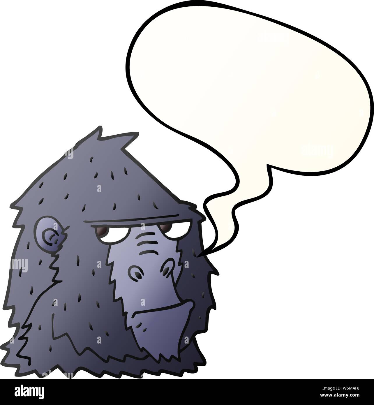 cartoon angry gorilla face with speech bubble in smooth gradient style Stock Vector