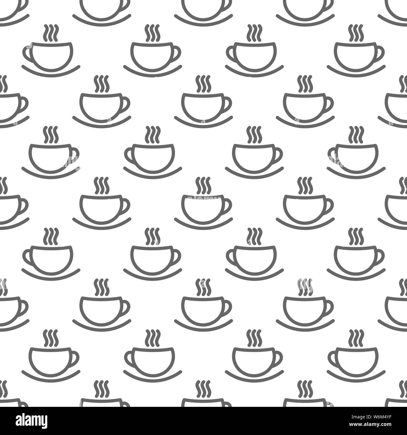 Coffee cups grey seamless pattern. Vector illustration Stock Vector