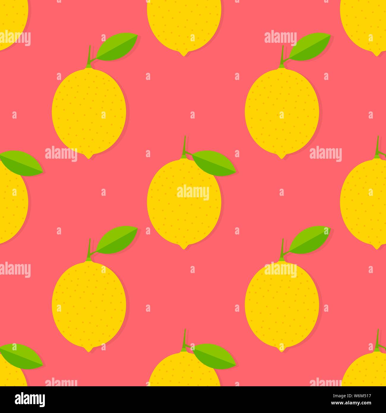 Yellow lemons on pink background summer seamless pattern. Vector ...