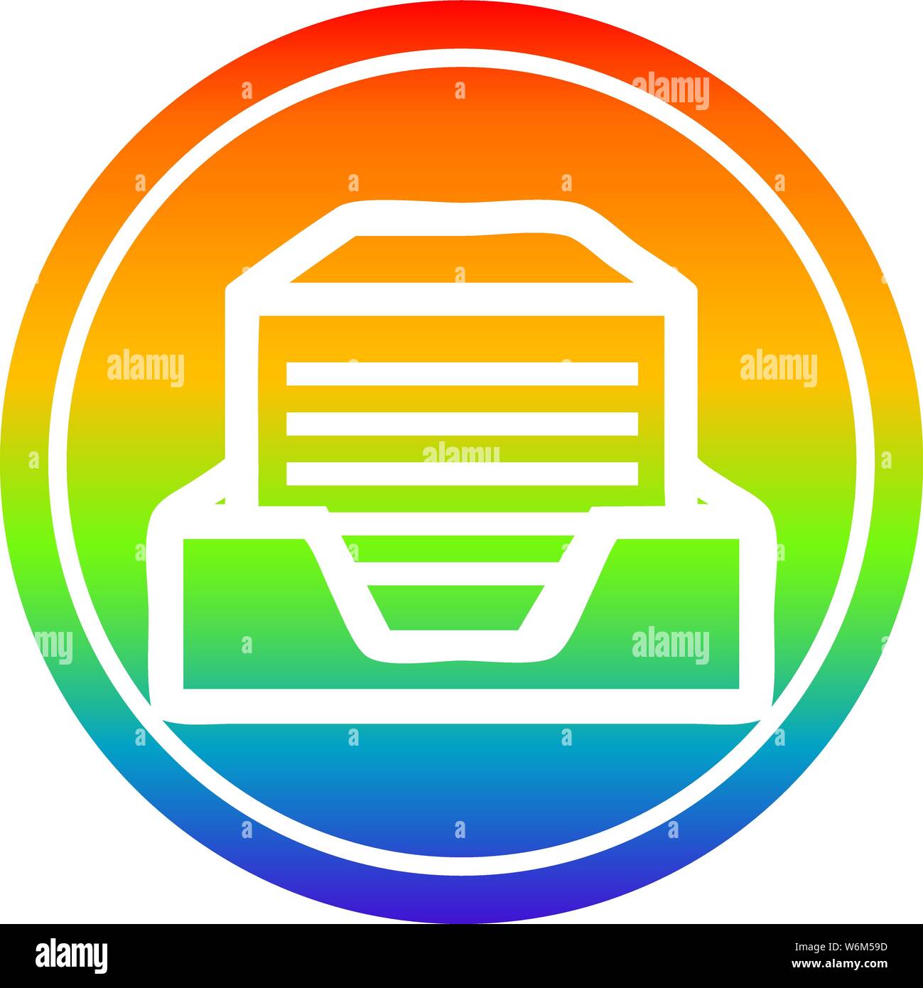 office paper stack circular icon with rainbow gradient finish Stock ...