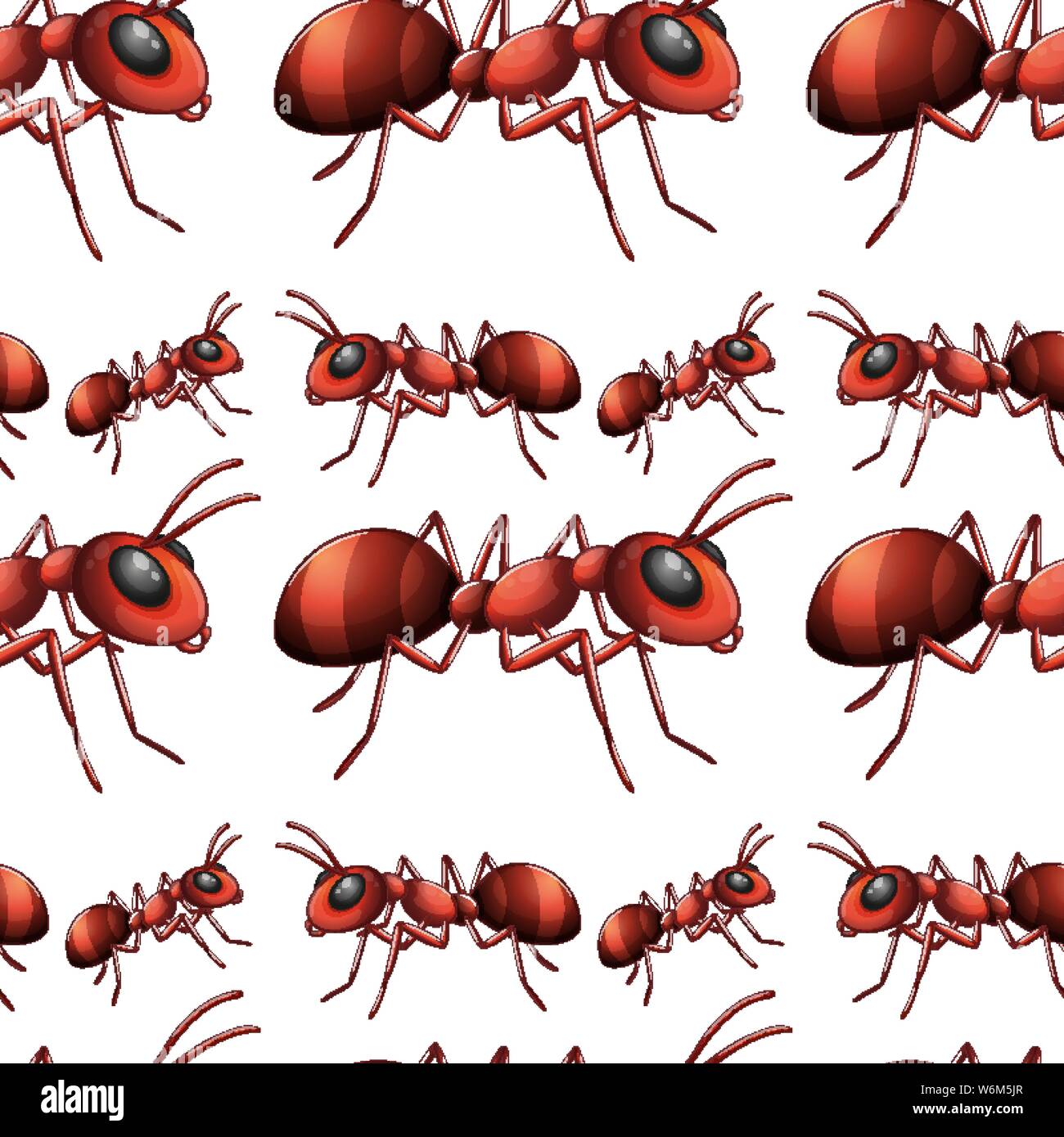 Seamless pattern tile cartoon with ants illustration Stock Vector