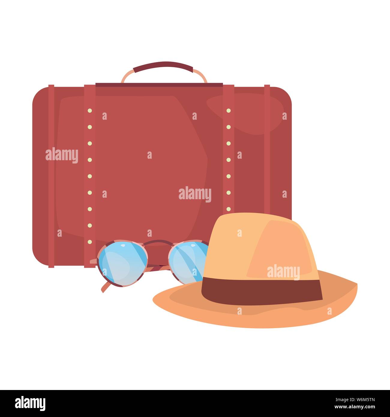 suitcase sunglasses hat summer time vacation vector illustration Stock ...