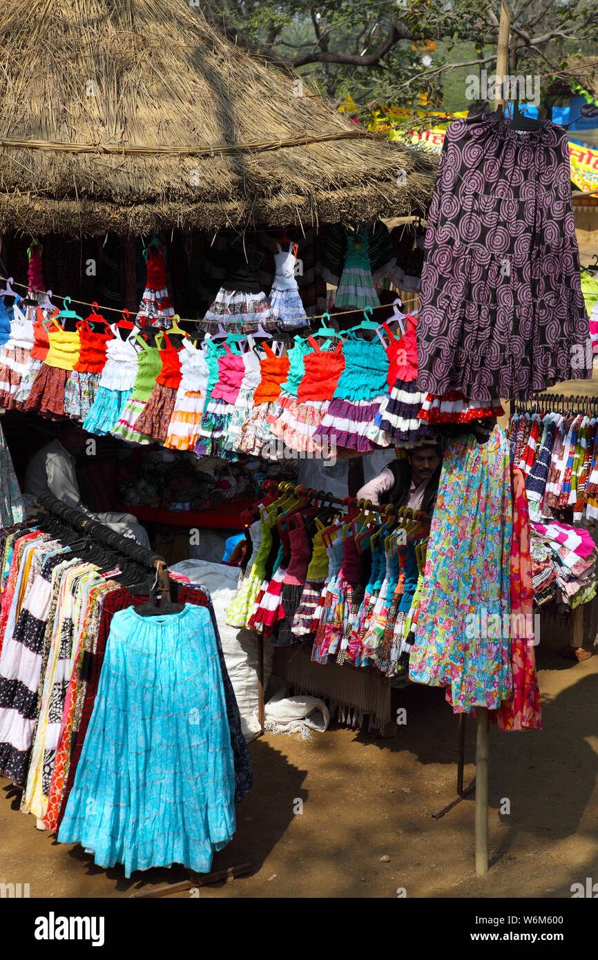 Clothing store at Surajkund Crafts Mela, Surajkund, Faridabad, Haryana, India Stock Photo