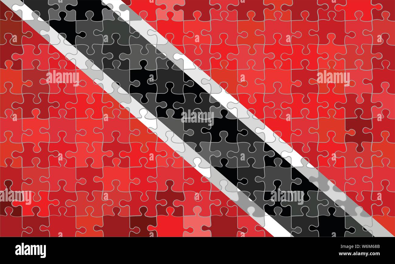Trinidad and Tobago flag made of puzzle background Illustration Stock