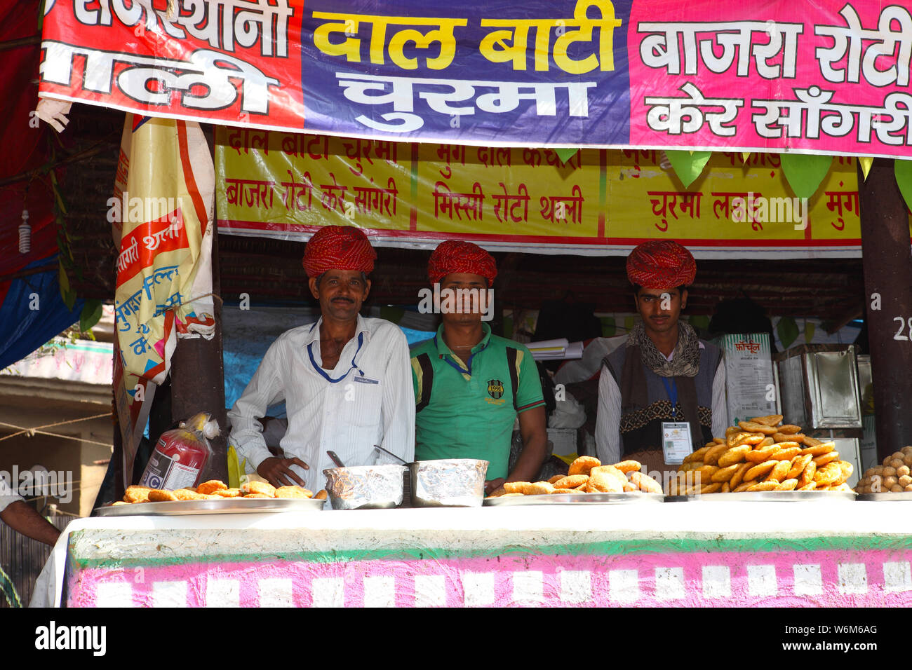 Rajasthani food stall at Surajkund Crafts Mela, Surajkund, Faridabad, Haryana, India Stock Photo