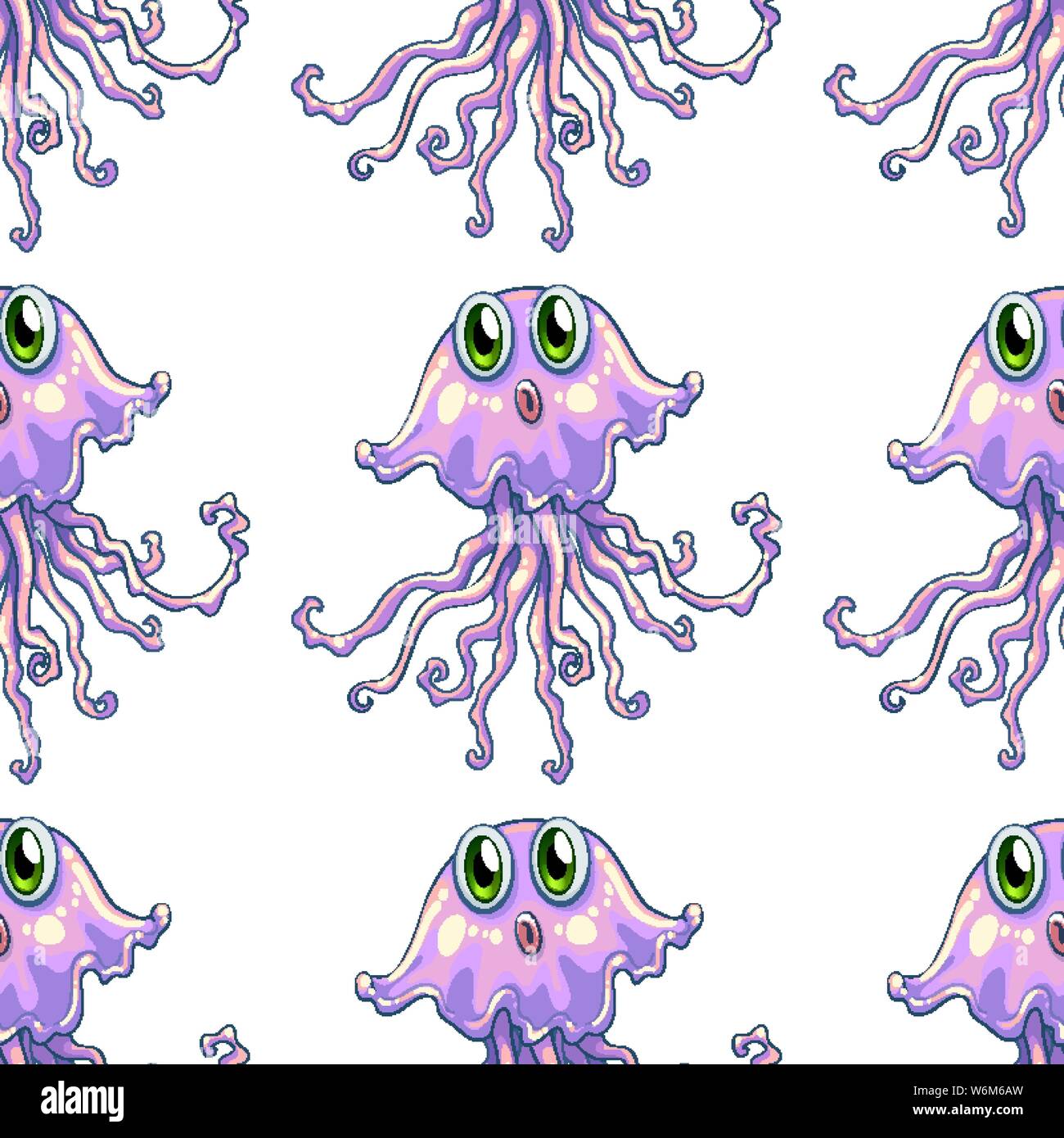 Seamless pattern tile cartoon with jellyfish illustration Stock Vector ...