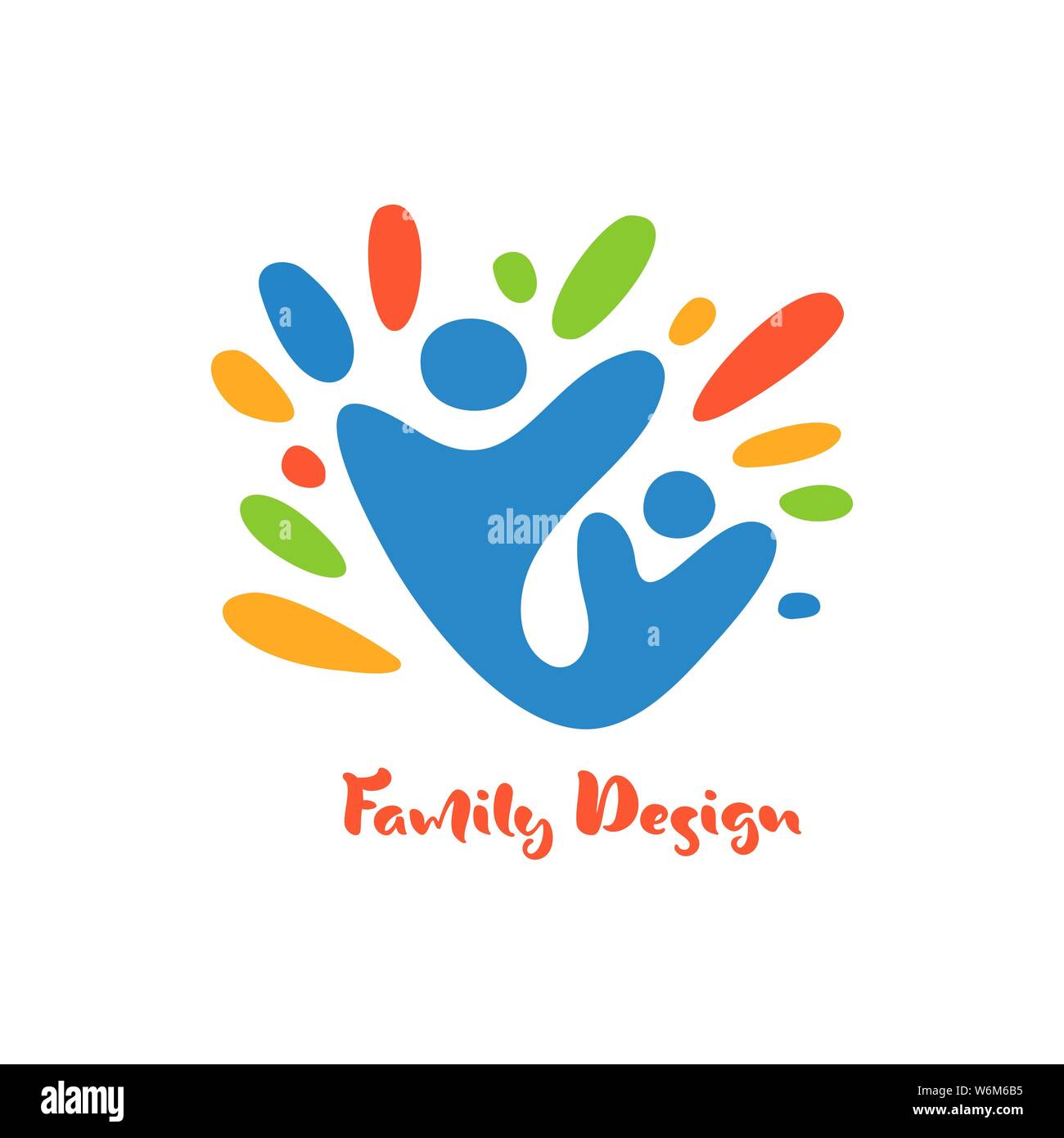 Abstract vector family with kid icon. Together symbol. Illustration ...