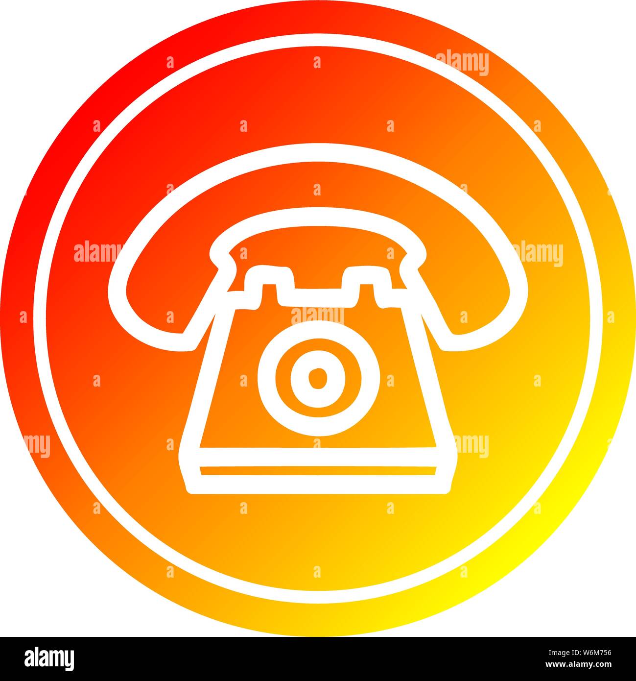 old telephone circular icon with warm gradient finish Stock Vector ...