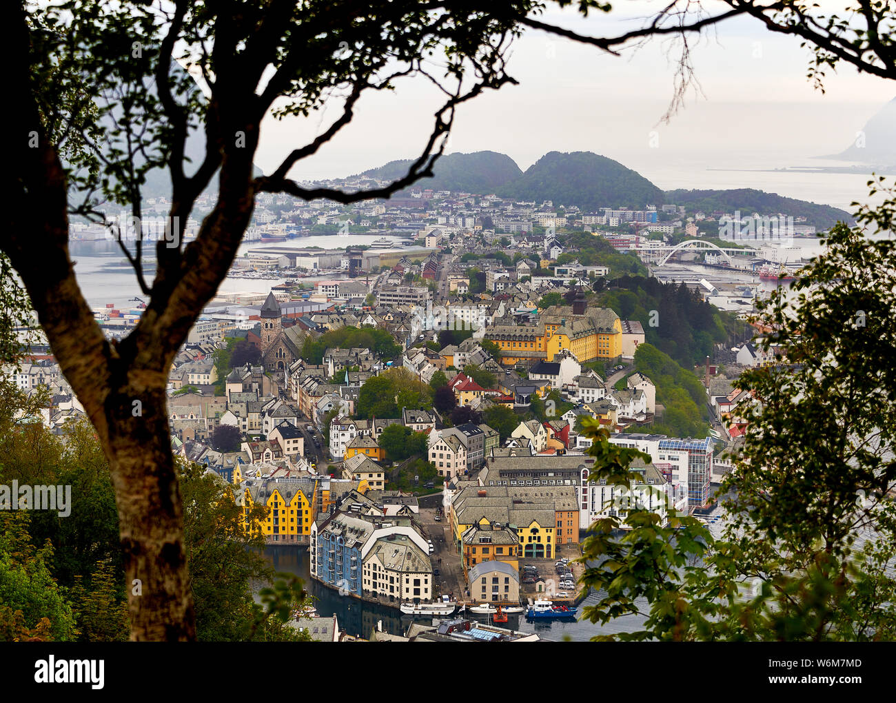 norwegian ocean town Alesund with beatiful Jugenstil houses Stock Photo Alamy