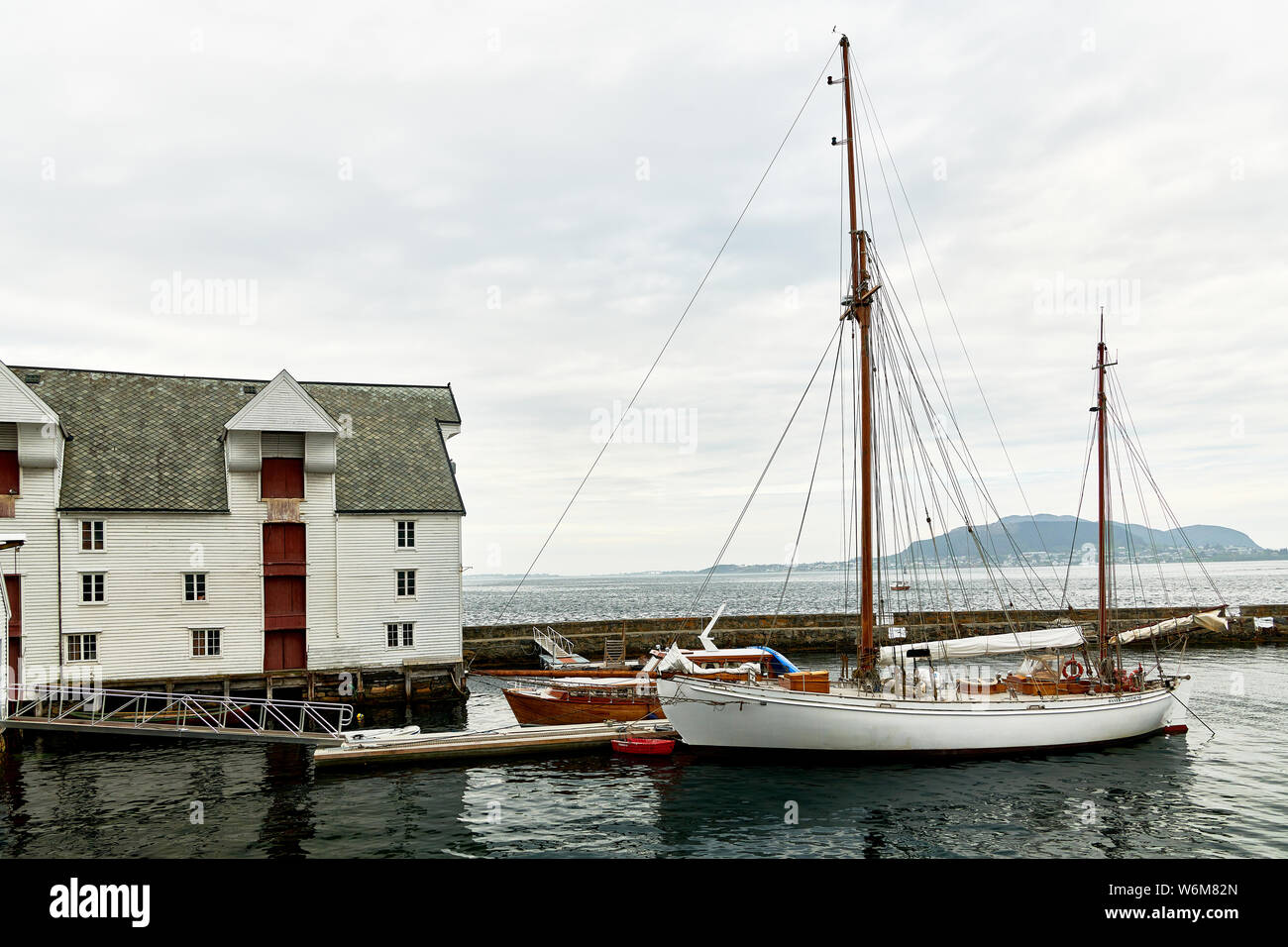 norwegian ocean town Alesund with beatiful Jugenstil houses Stock Photo