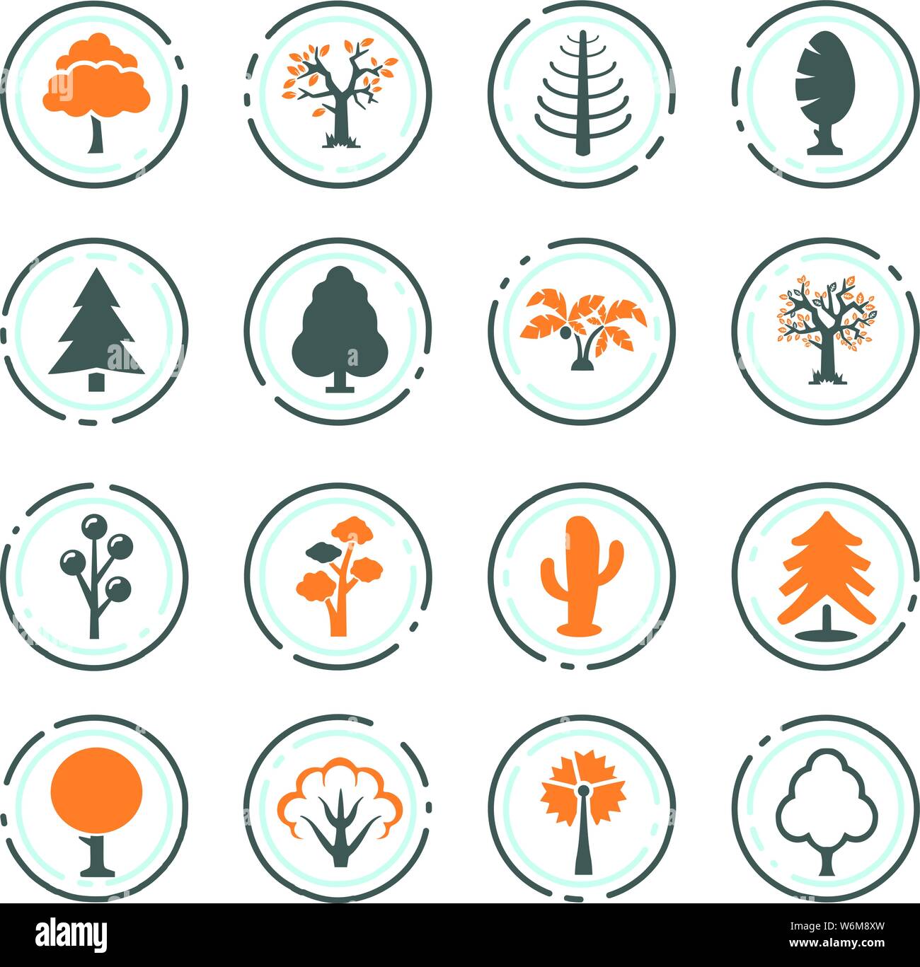 Tree color vector icons for user interface design Stock Vector Image ...