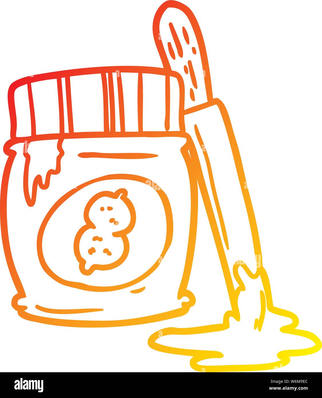 warm gradient line drawing of a jar of peanut butter Stock Vector