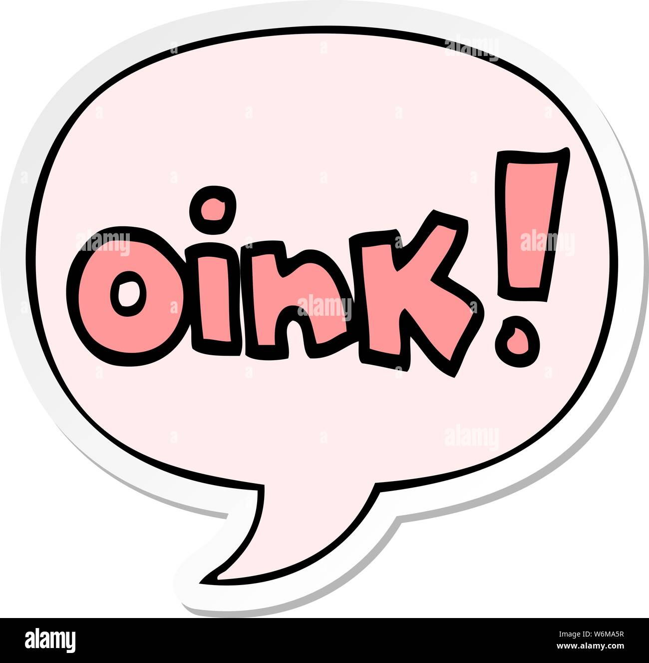 cartoon word oink with speech bubble sticker Stock Vector Image & Art ...