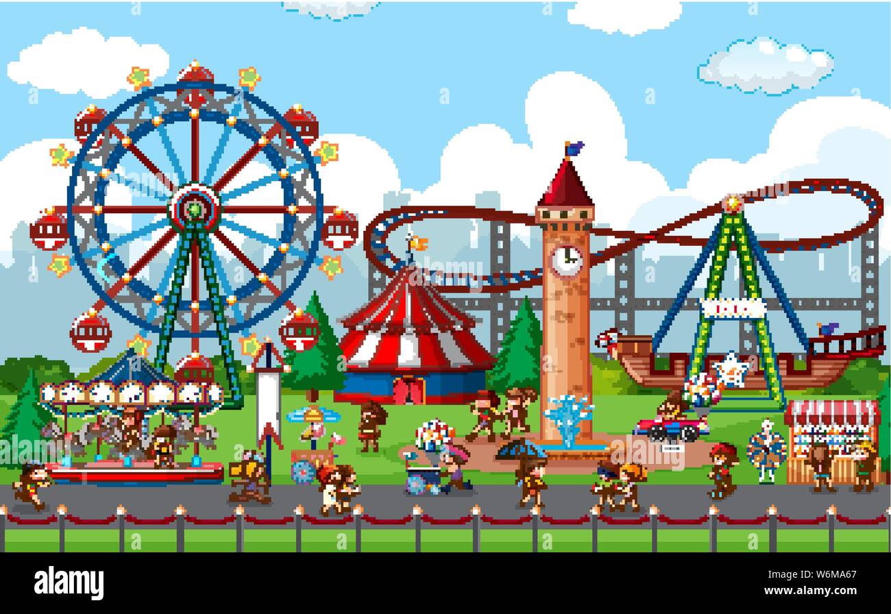 An outdoor funfair scene illustration Stock Vector Image & Art - Alamy