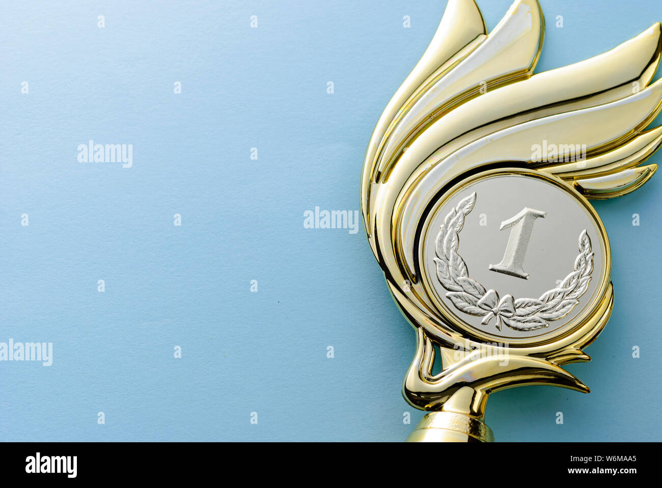 Gold medallion winners trophy with laurel wreath for the winner of a ...
