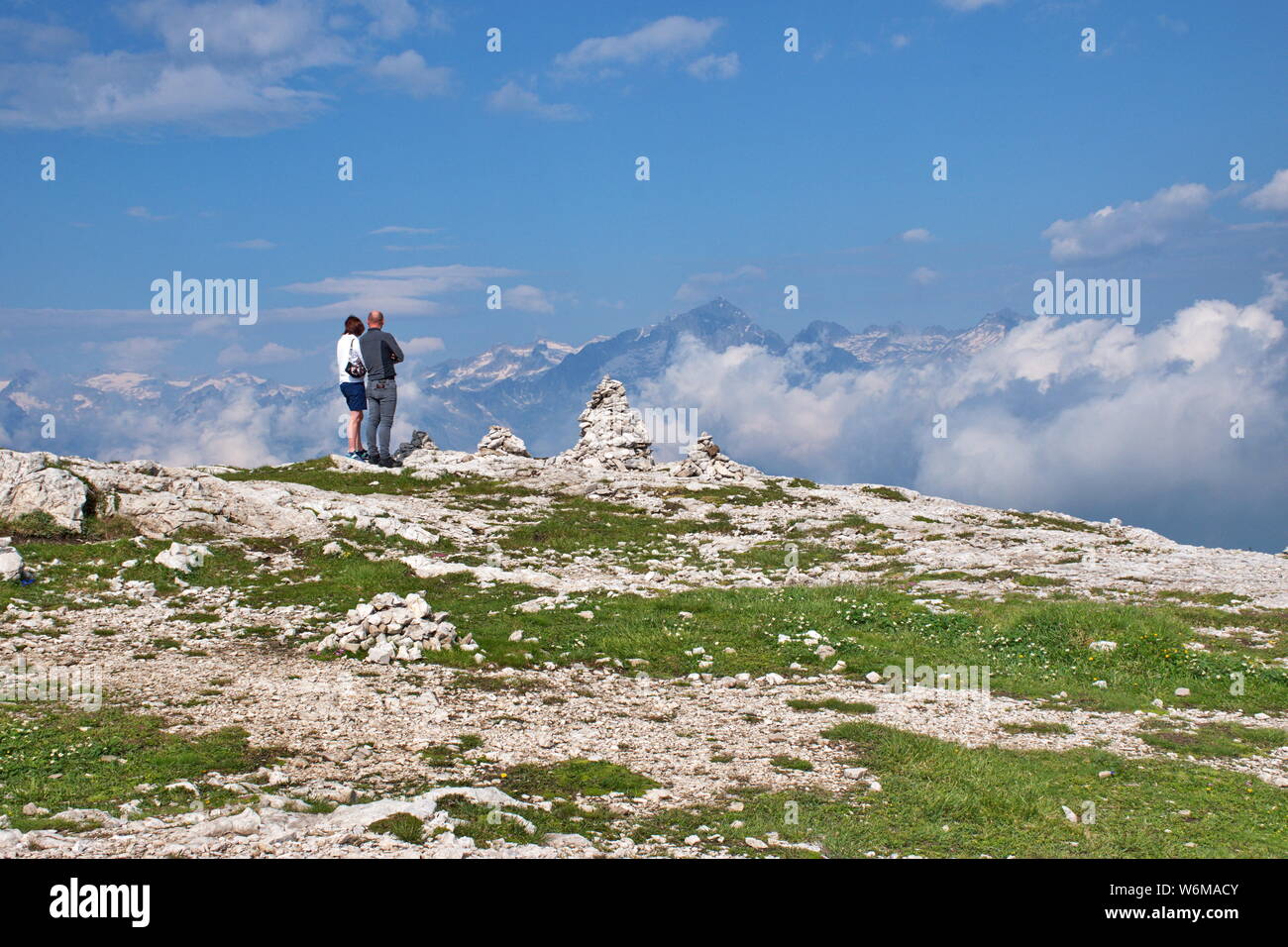 Scenic landscape of Dolomites mountains in Italy. Brenta Dolomites and it's rocky environment. Hiking in Dolomites Stock Photo