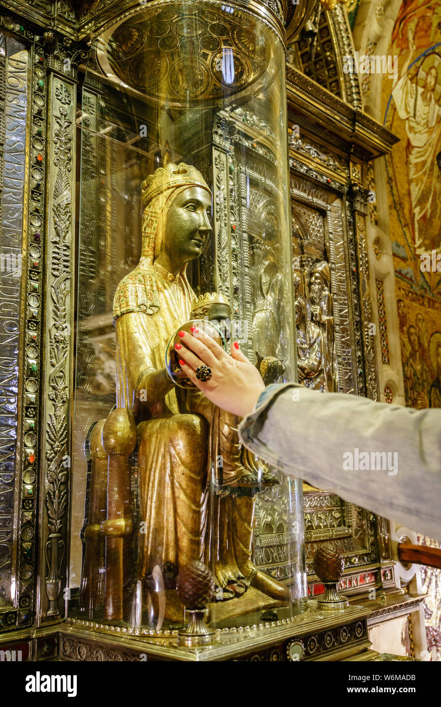 Montserrat, Spain, April 23, 2017: Image of the Virgin of Montserrat, aka Our Lady of Montserrat, aka Black Madonna Stock Photo