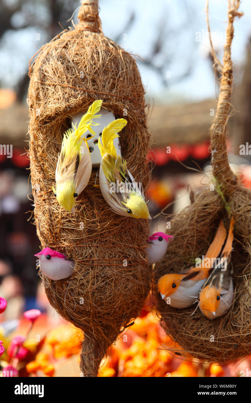 Artificial bird nests for sale at Surajkund Crafts Mela, Surajkund