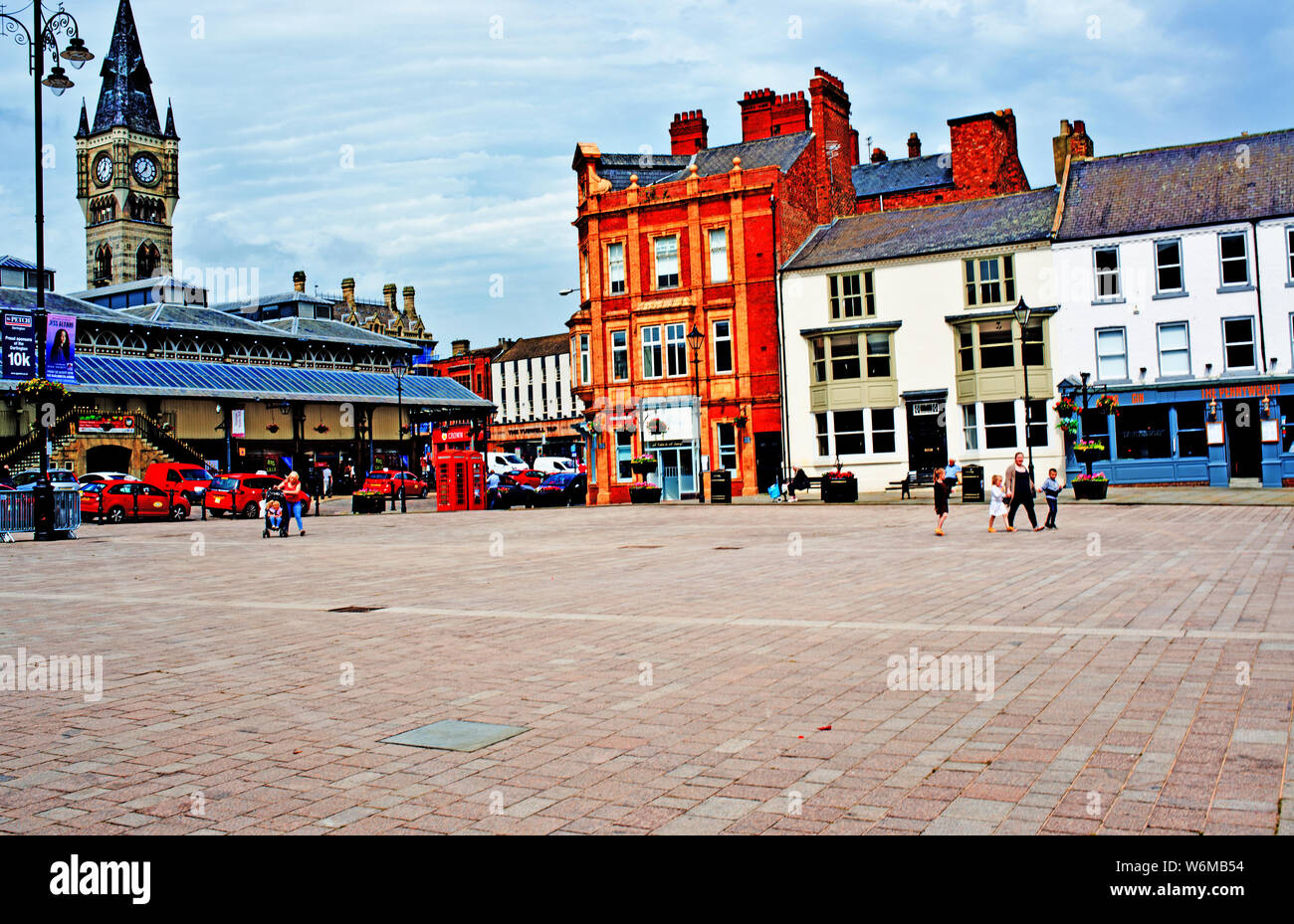 Market Square and Town Hall, Darlington, England Stock Photo