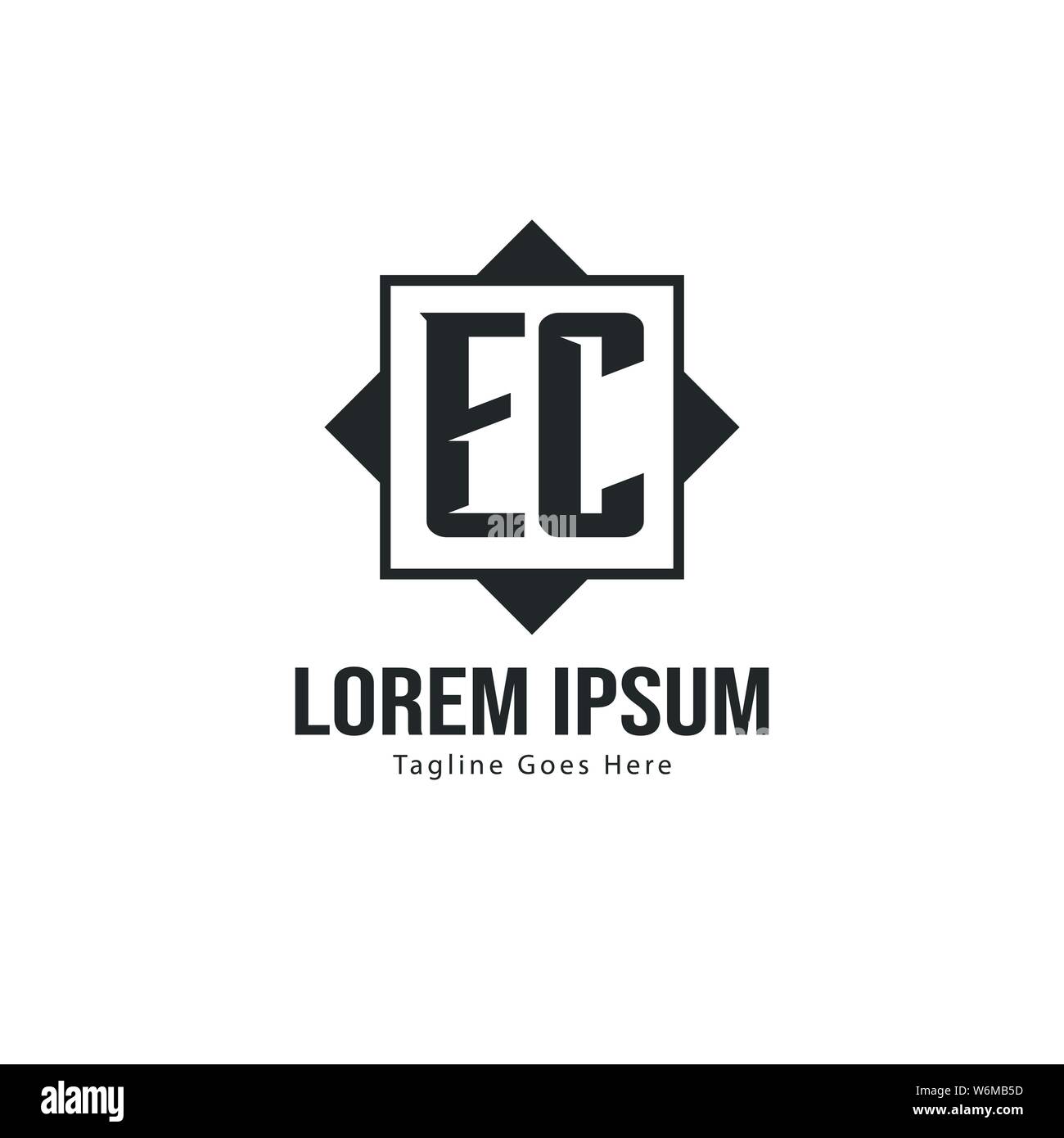 Initial EC logo template with modern frame. Minimalist EC letter logo ...