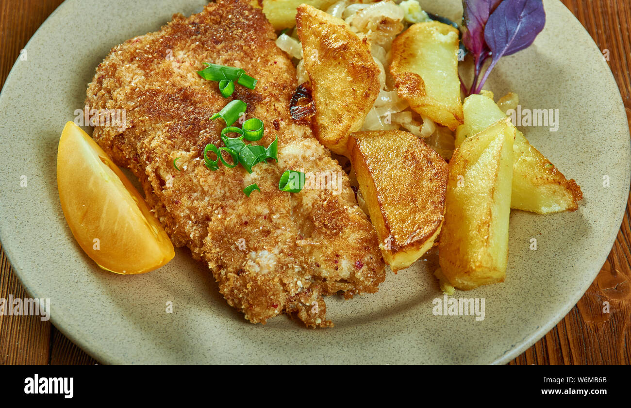 Crumbed Snapper Cajun PanFried Crumbed Fish Stock Photo Alamy