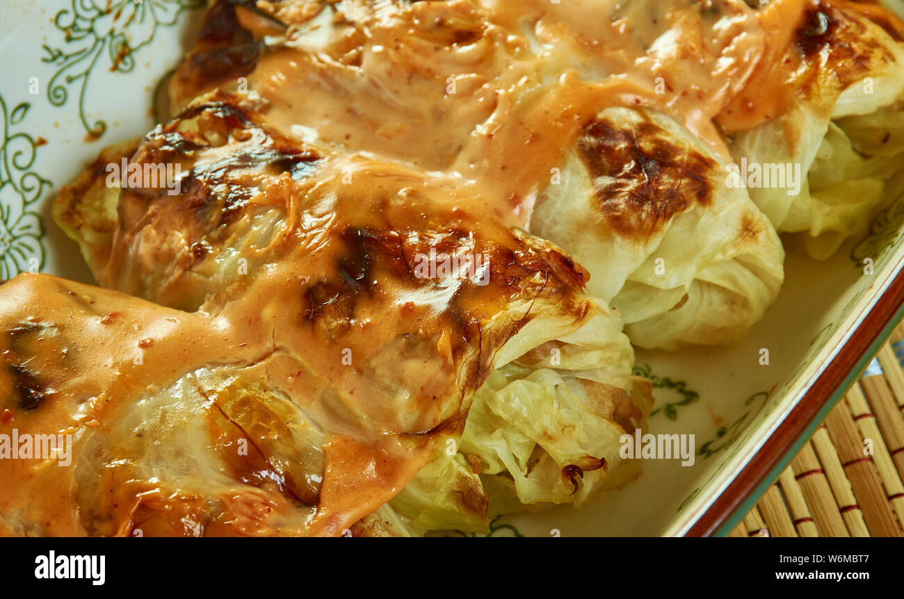 Cabbage Roll Chicken Enchiladas , Mexican food Stock Photo Alamy