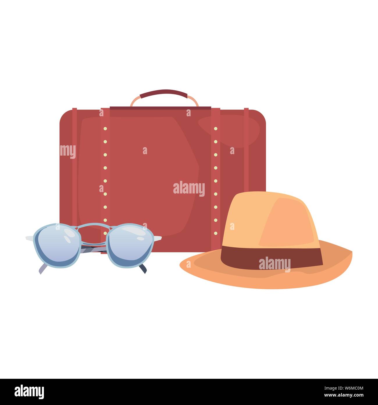 suitcase hat sunglasses summer time vacation vector illustration Stock ...