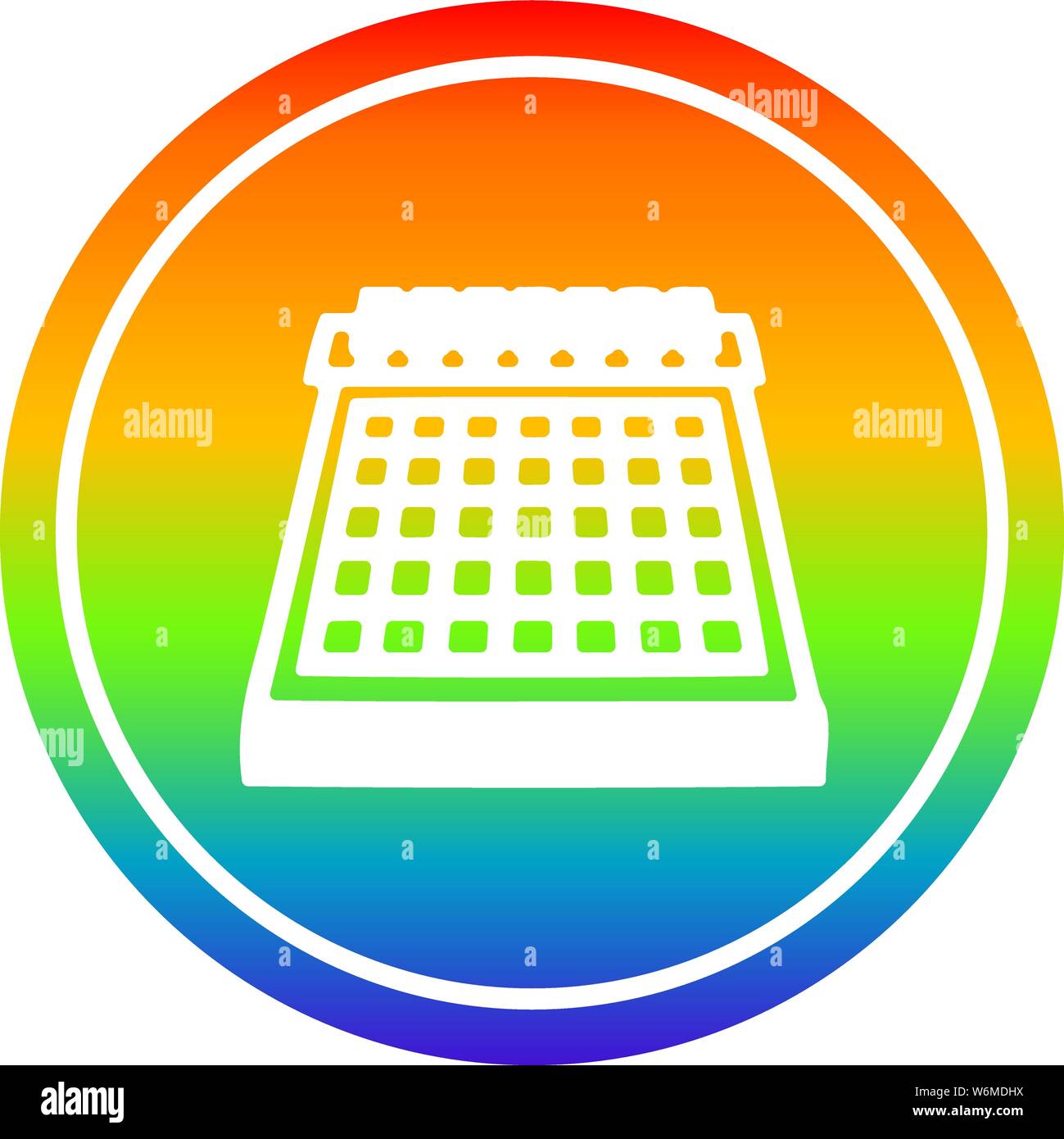 monthly calendar circular icon with rainbow gradient finish Stock