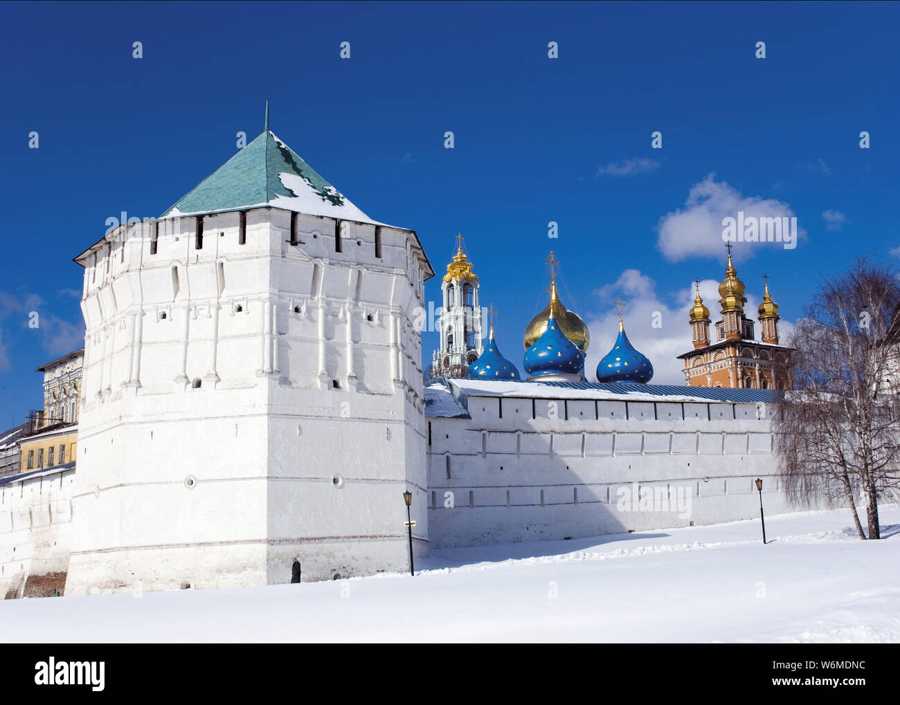 Trinity Lavra of St. Sergius. Outer wall, Piatnitskaya Tower. Sergiev Posad, Russia Stock Photo