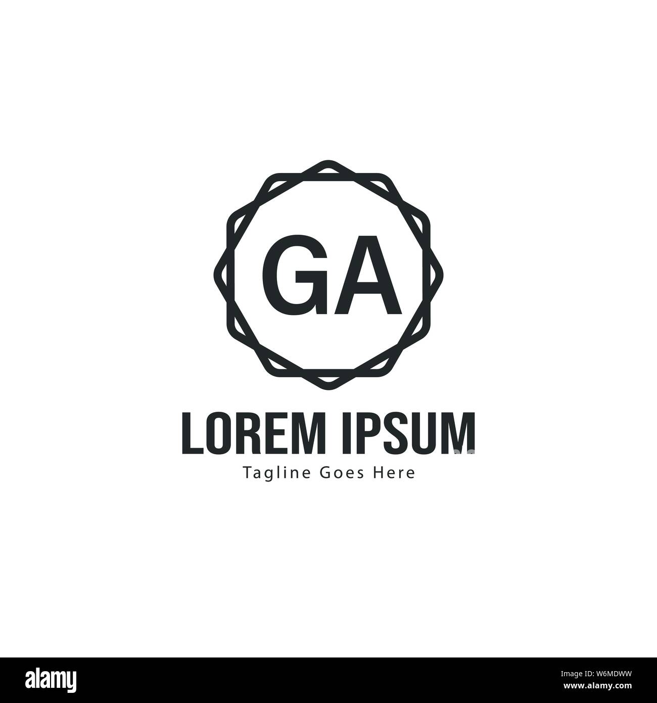 Initial Ga Design Initial GA logo template with modern frame. Minimalist GA letter logo ...