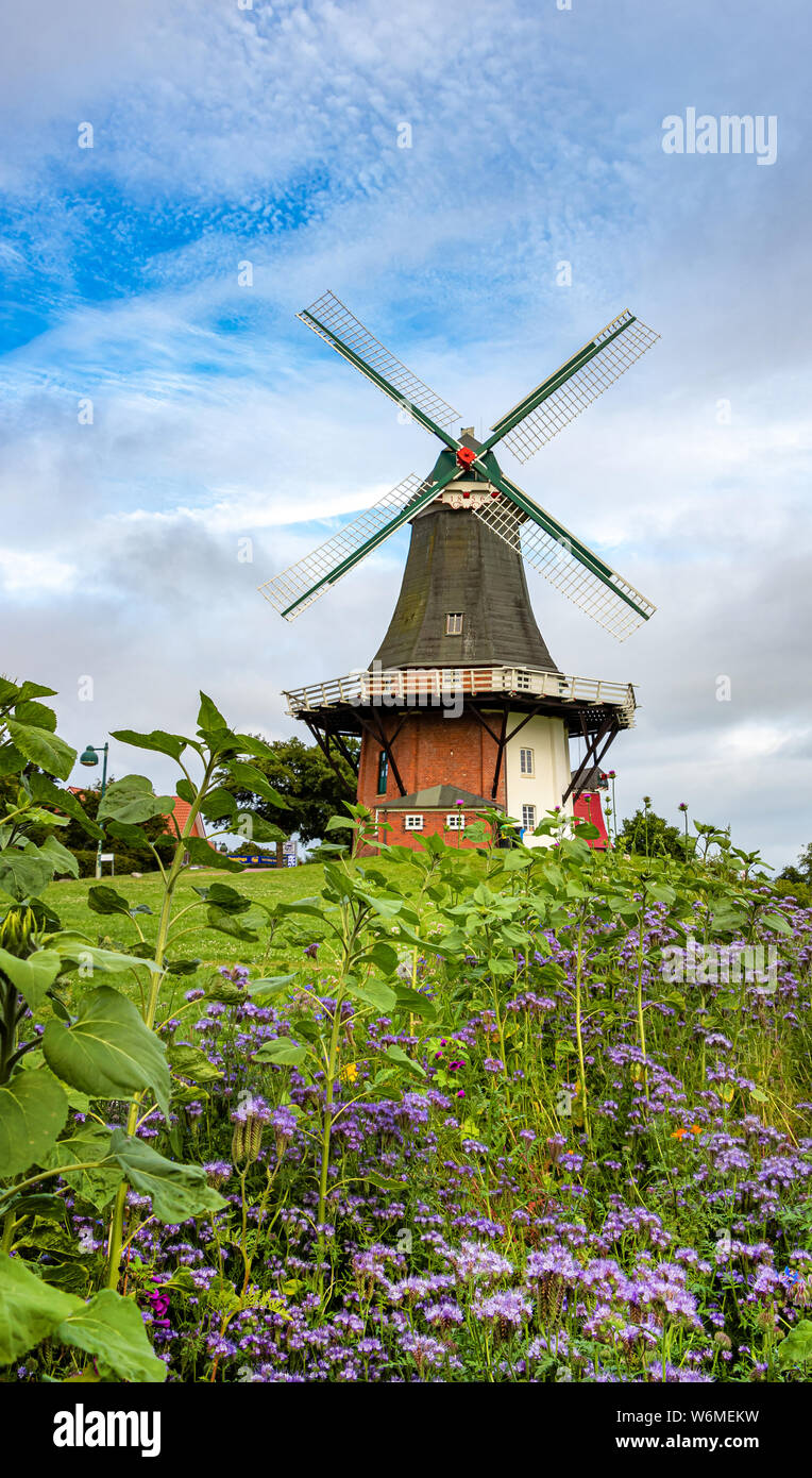 ancient windmill, travel Greetsiel, germany Stock Photo
