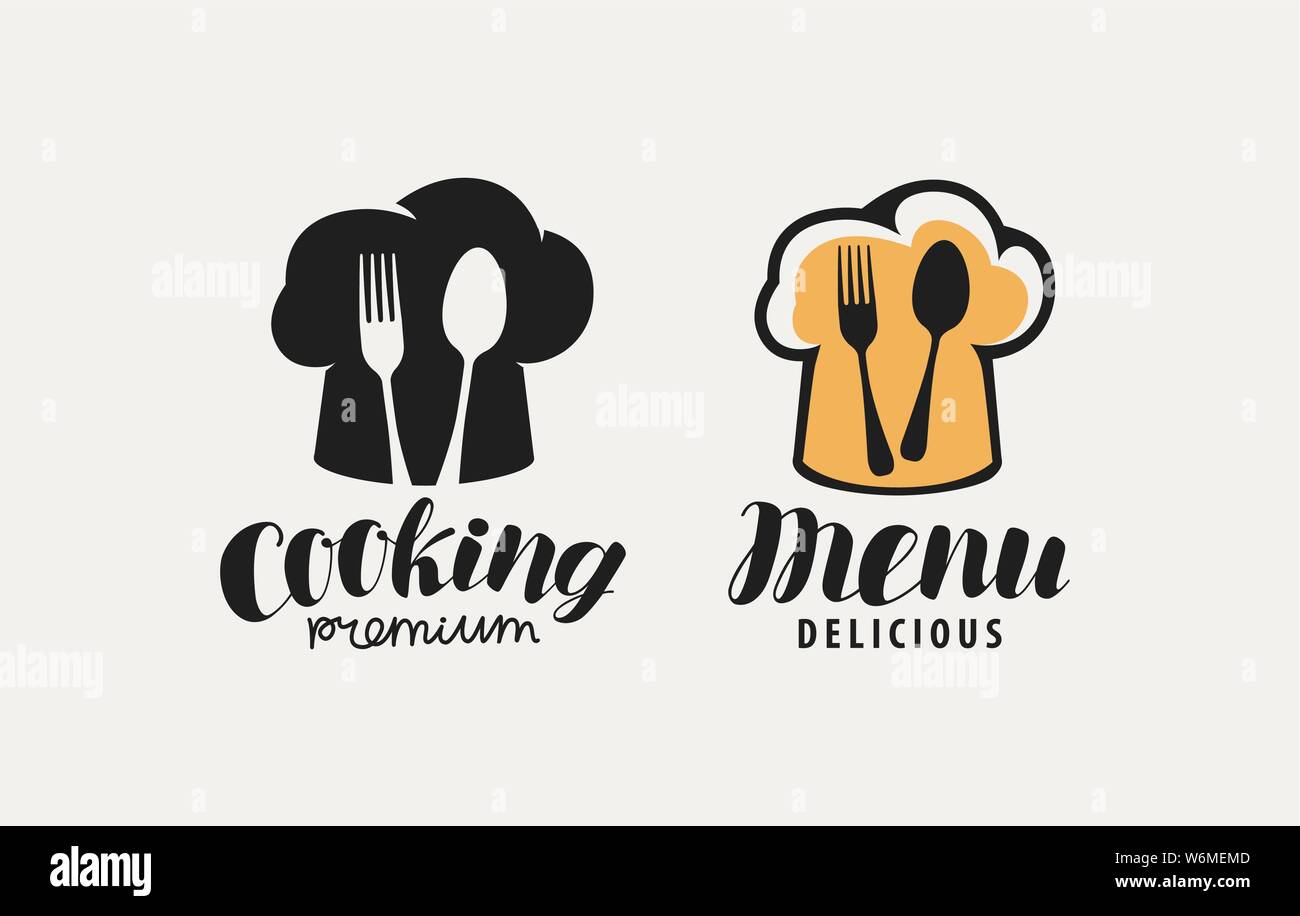 Cookery, menu logo or label. Food concept. Vector illustration Stock Vector