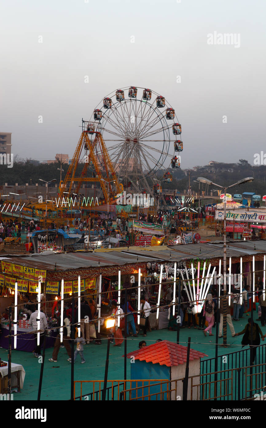 Amusement park at Surajkund Crafts Mela, Surajkund, Faridabad, Haryana, India Stock Photo