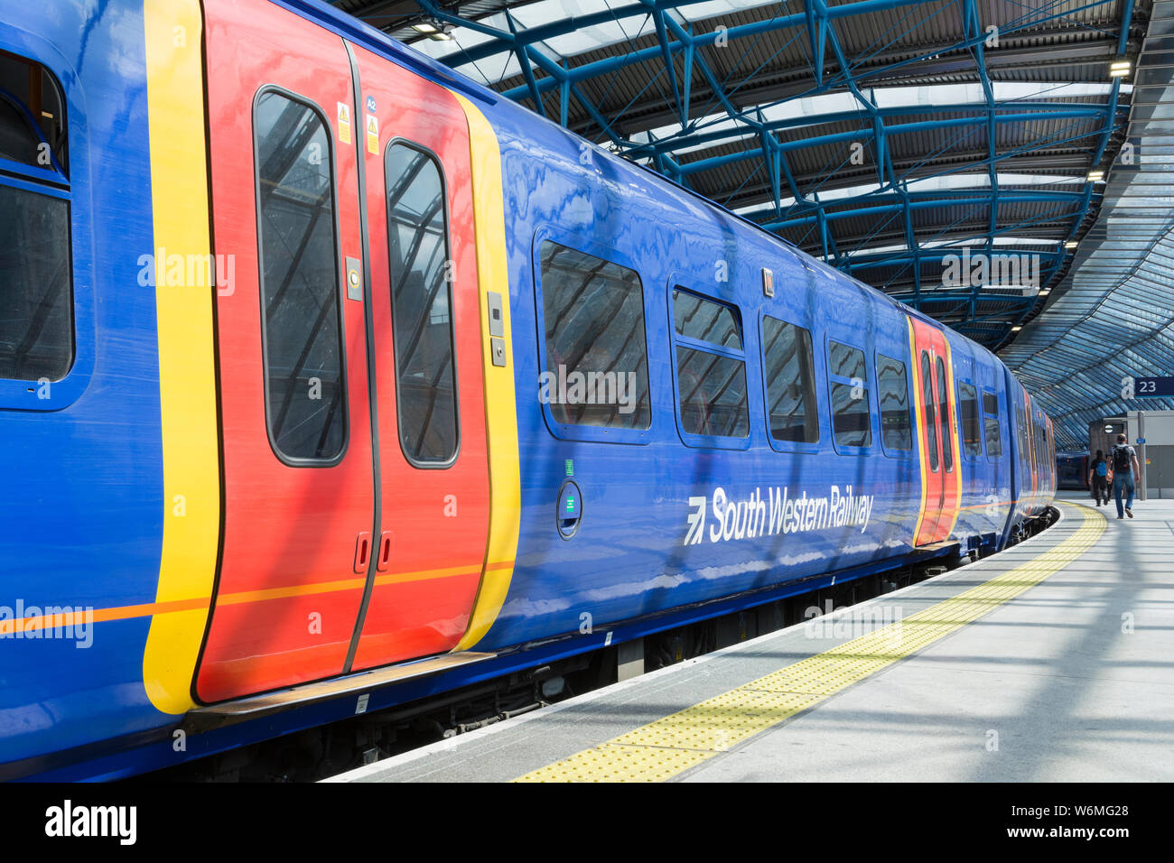 South Western Railway train carriage at Waterloo Station, London, UK Stock Photo