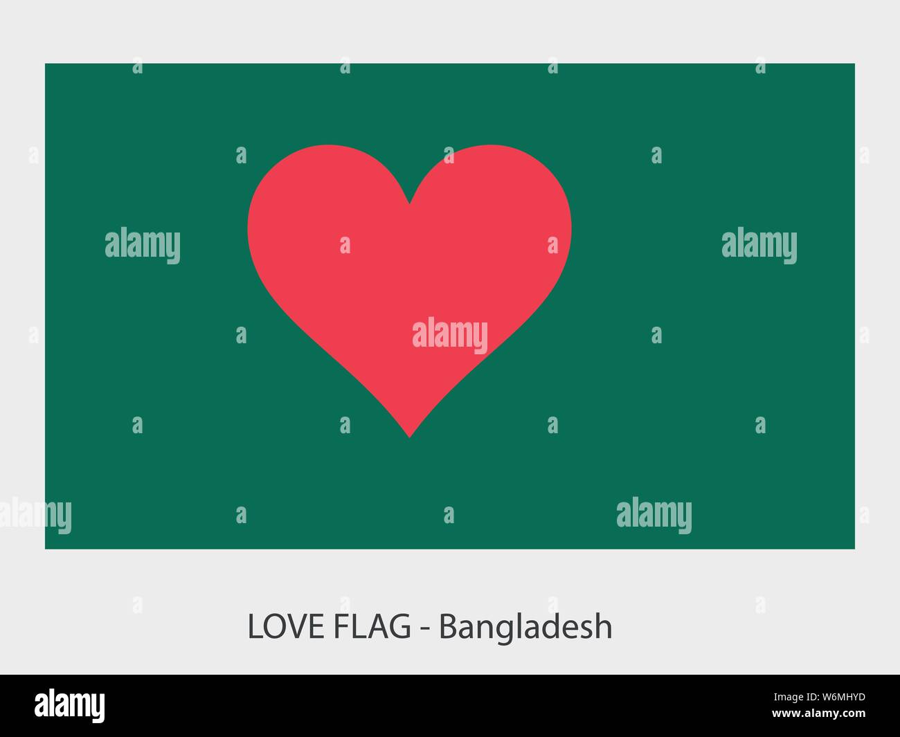 I love Bangladesh, vector flag with heart sign symbolizing love for that country Stock Vector