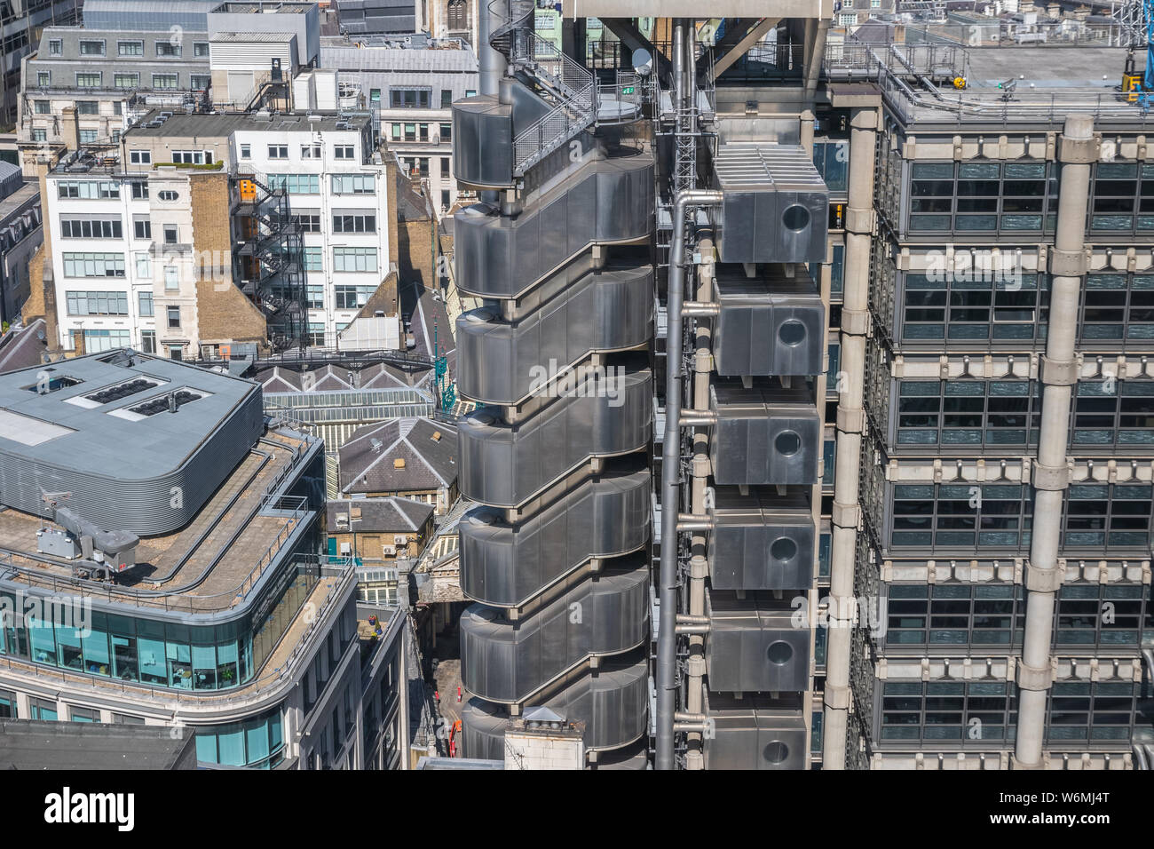 High angel view of the Lloyd's building in London, UK Stock Photo
