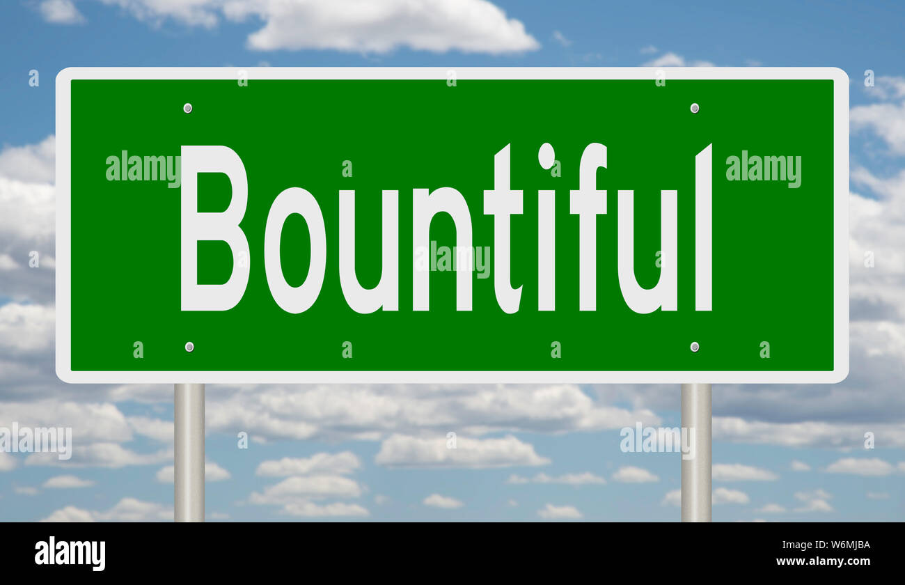 Rendering of a green highway sign for Bountiful Utah Stock Photo Alamy